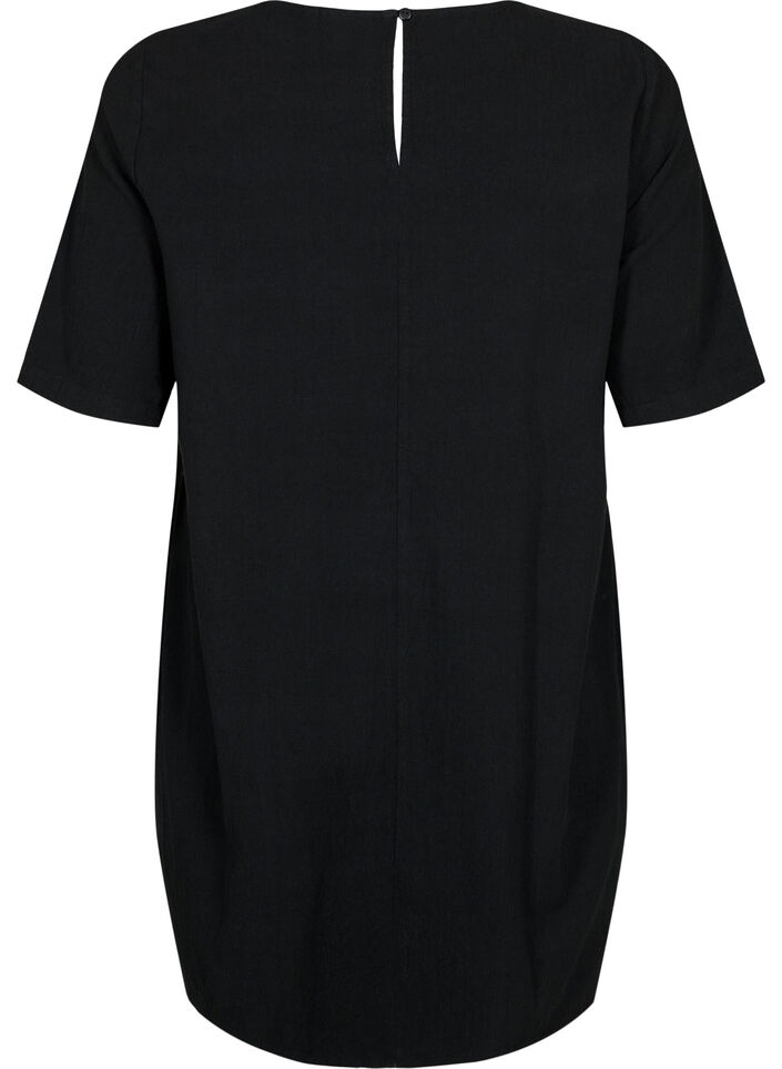 FLASH - Short sleeved tunic in cotton, Black, Packshot image number 1
