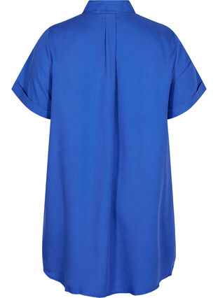 Short-sleeved tunic with collar, Dazzling Blue, Packshot image number 1