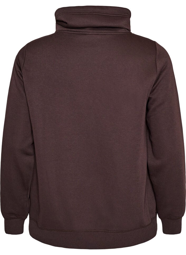 Sweatshirt with high collar and pockets, Brown, Packshot image number 1