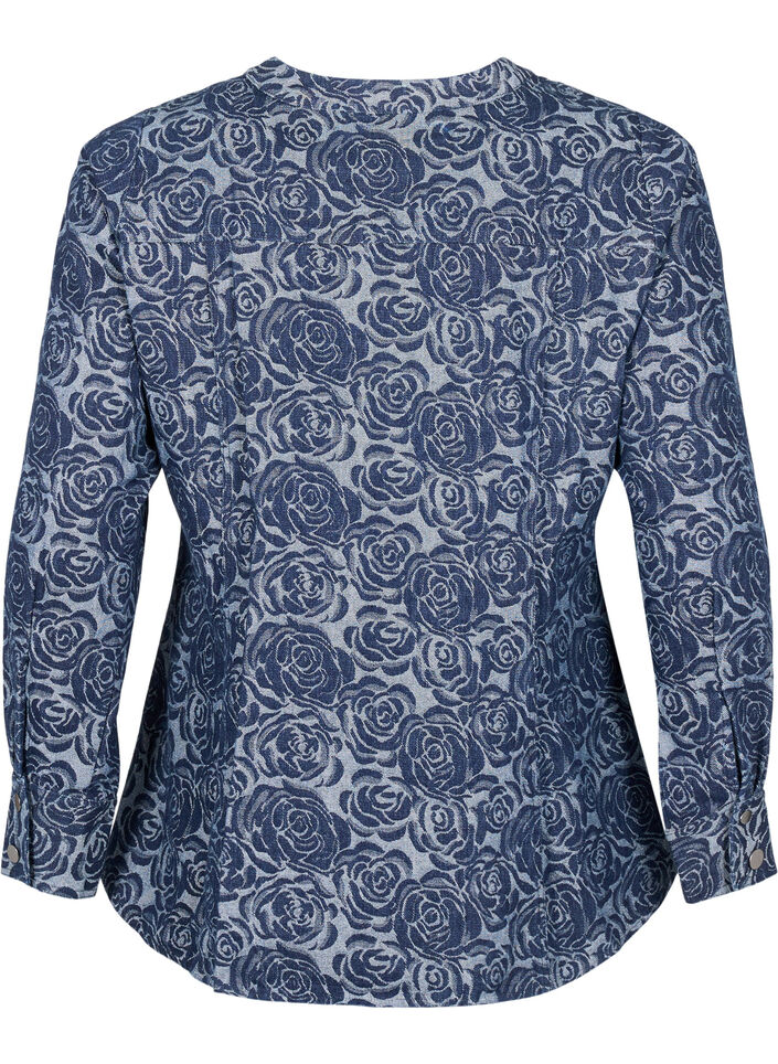 Denim shirt with rose pattern, Denim Rose AOP, Packshot image number 1