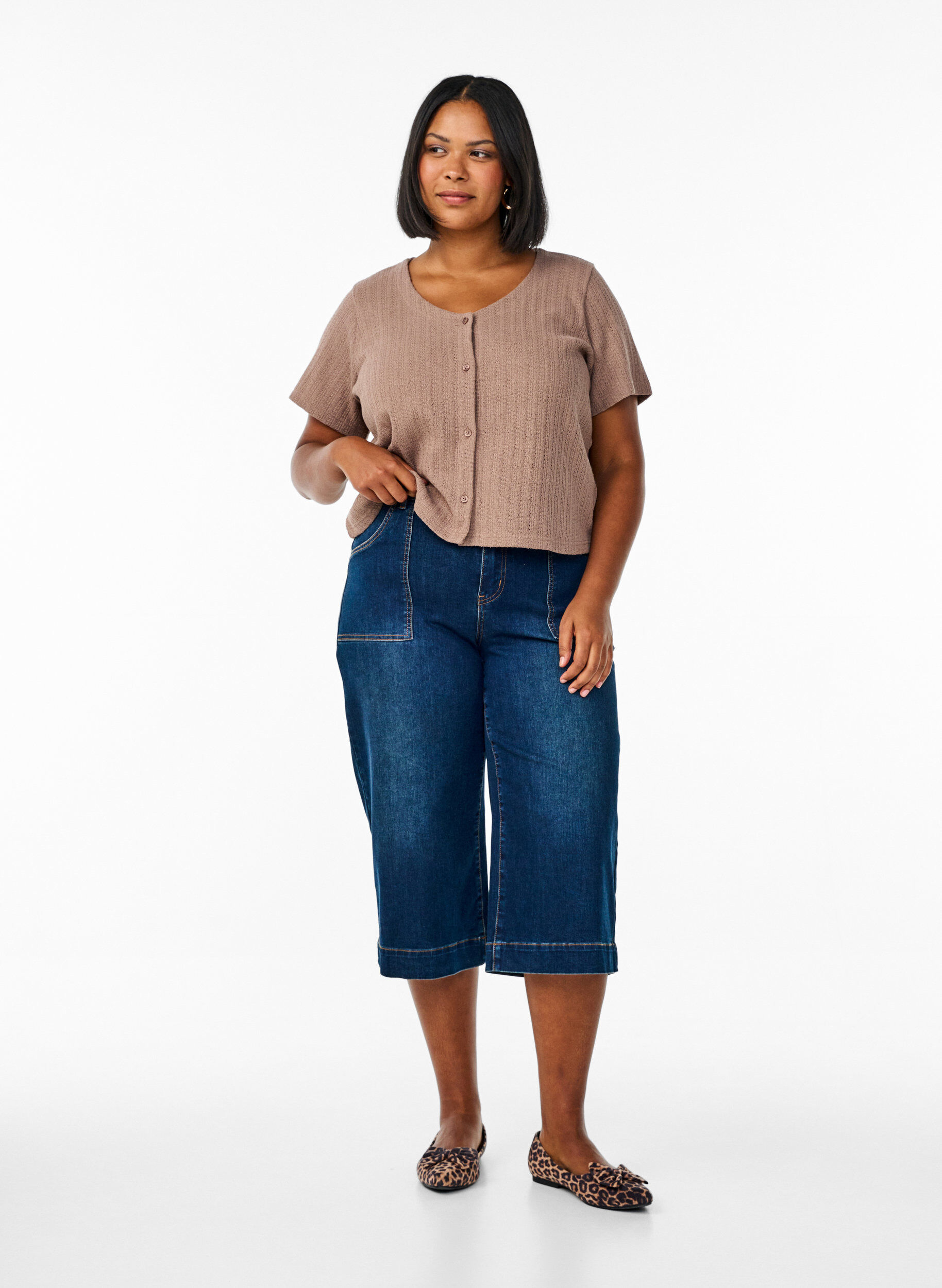 Denim knickers with wide legs, Blue, Model