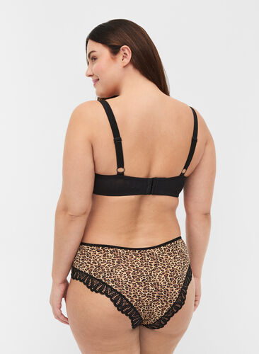 Knickers with leopard print and lace, Leopard Print, Model image number 1