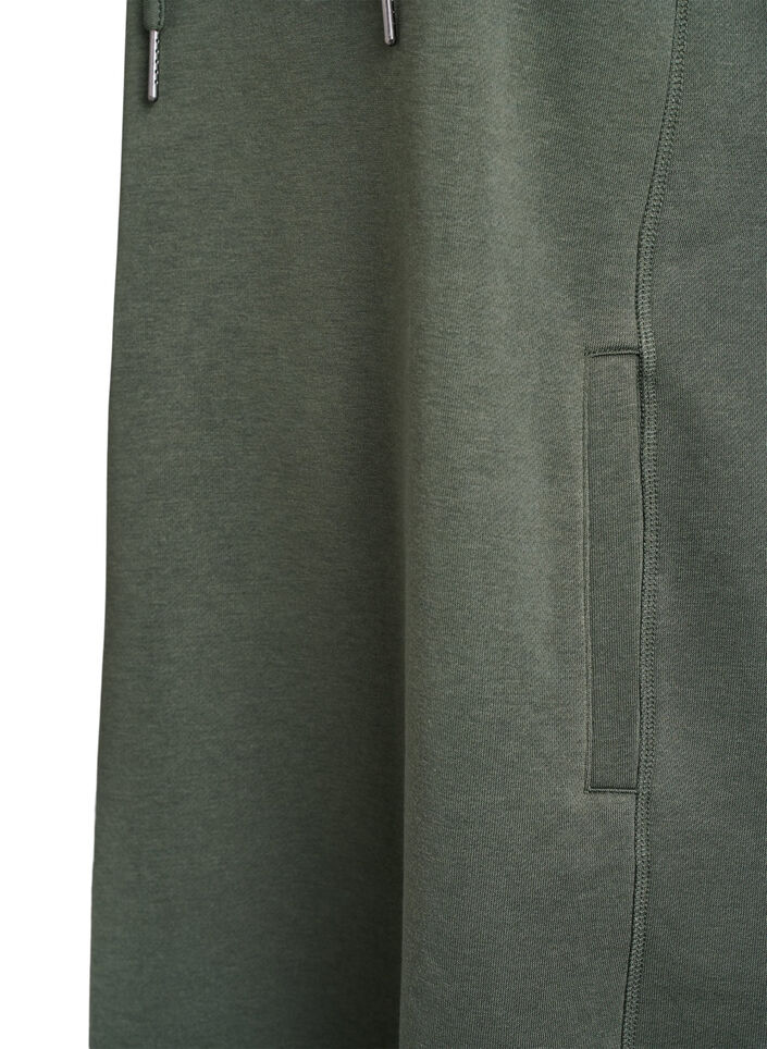 Short sweatshirt dress with high collar and pockets, Green, Packshot image number 3