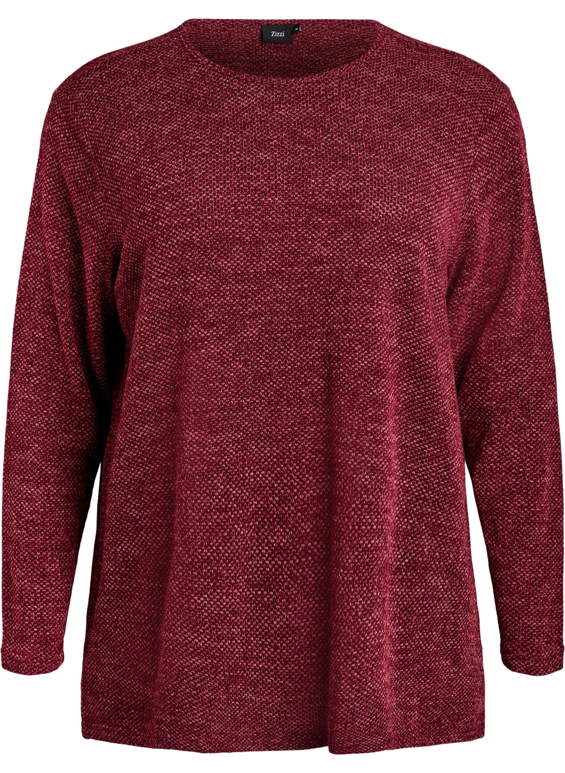 ZizzifashionLong-sleeved blouse with texture, Dark Bordeaux, Packshot image number 0