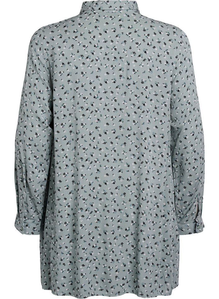 Long shirt with floral print, Green, Packshot image number 1