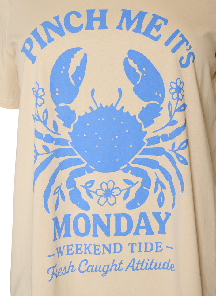 Cotton T-shirt with print, Beige, Packshot image number 2