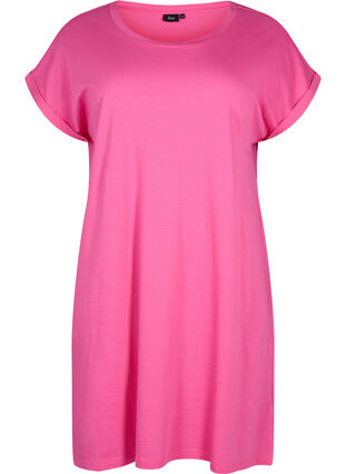 2-pack cotton dress with short sleeves, Shocking Pink/Black, Packshot image number 2