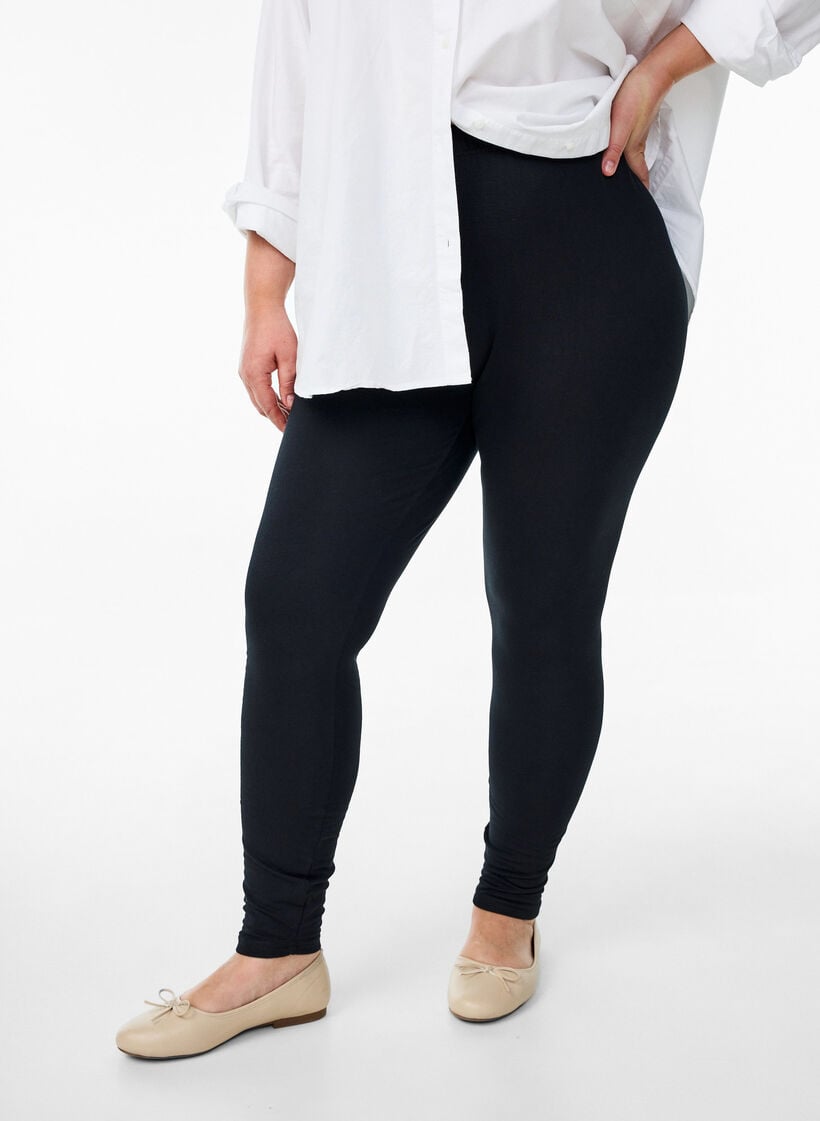 Cotton leggings with lining, Black, Model image number 0