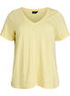 Short-sleeved basic t-shirt with v-neck, Yellow, Packshot image number 0