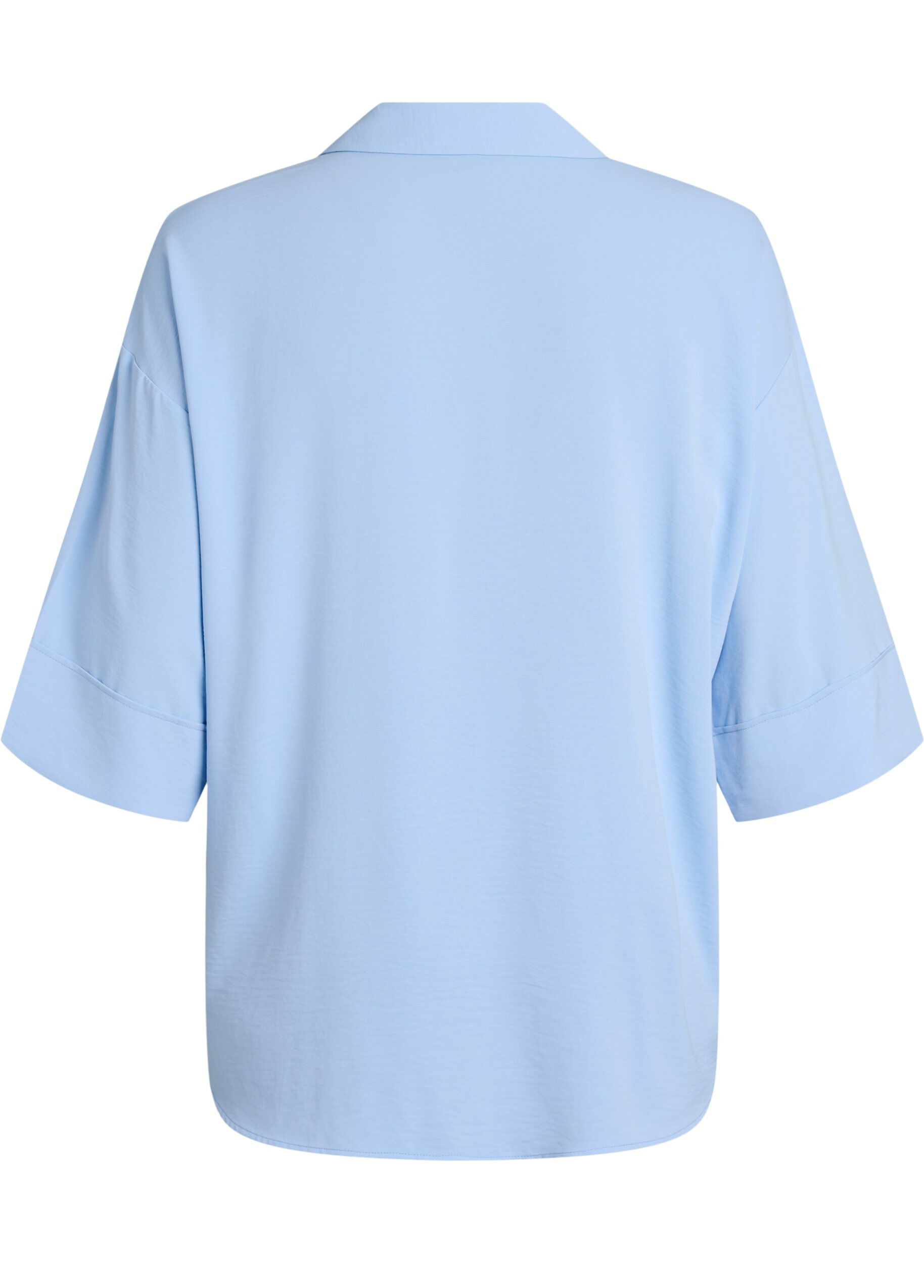 Zizzifashion Loose shirt with a v-neck and 3/4 sleeves, Light Blue, Packshot image number 1