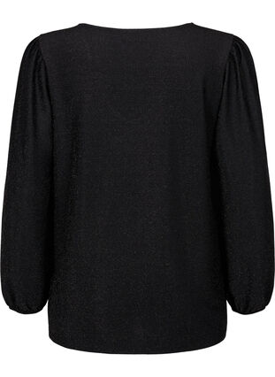 Top with glitter and long sleeves, Black Black, Packshot image number 1