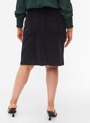 Cotton velvet skirt, Black, Model image number 1