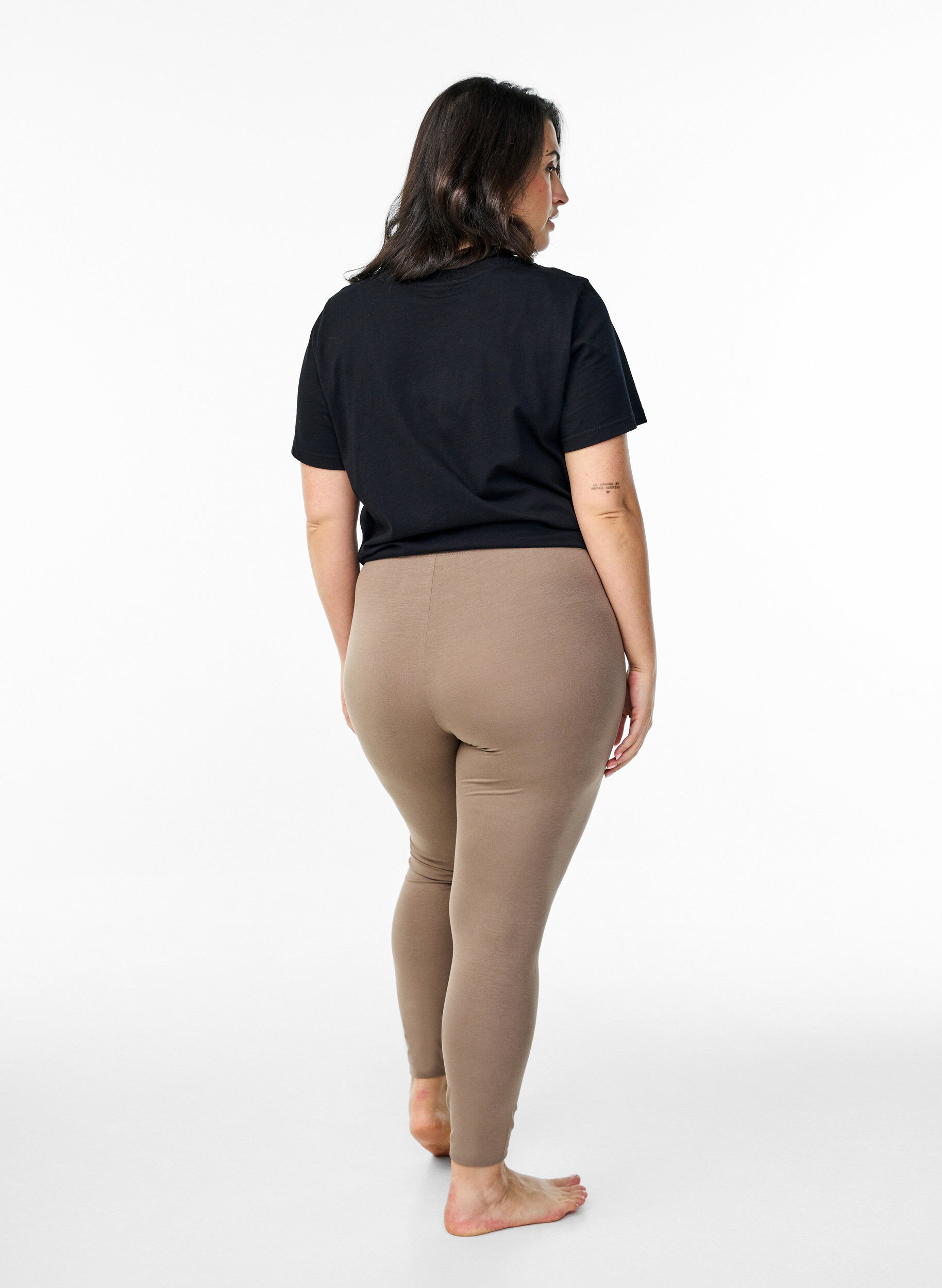 Zizzifashion Basic leggings in viscose, Brown, Model image number 2