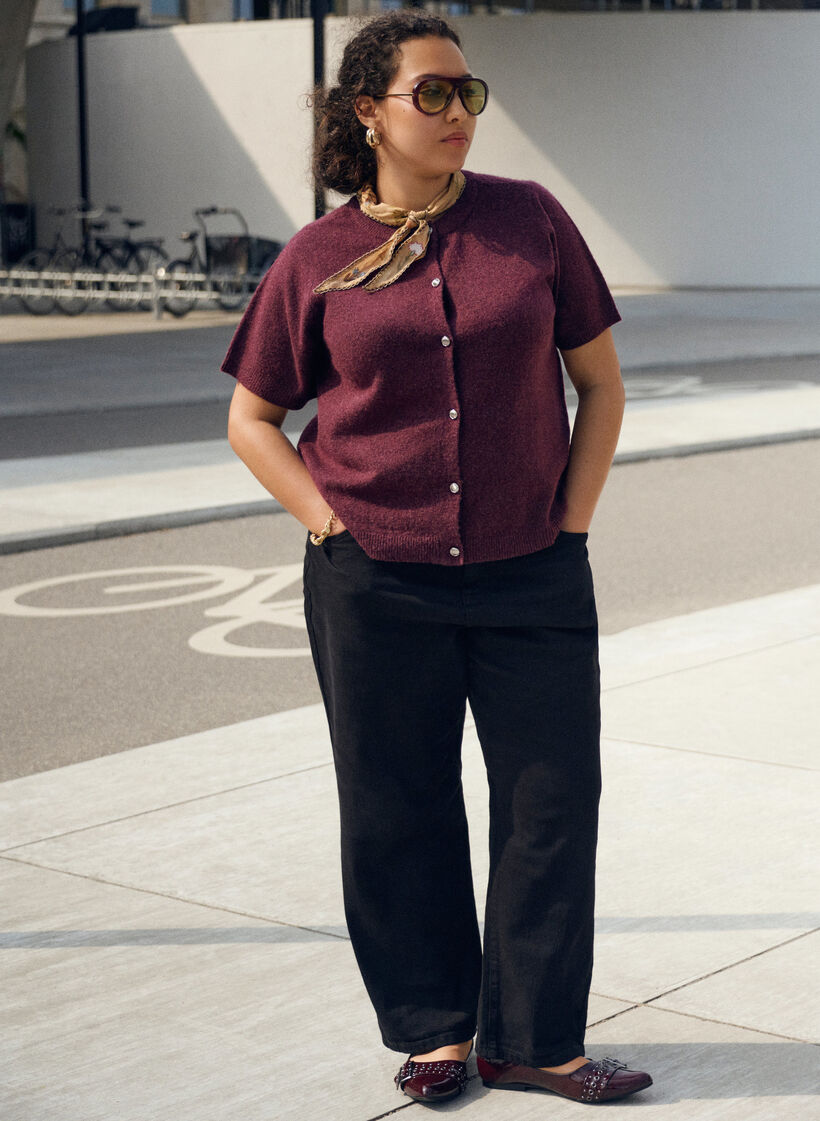 Knitwear cardigan with short sleeves, Dark Bordeaux, Image image number 0