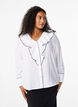 Long-sleeved viscose shirt blouse with ruffle, White, Model image number 0