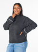 Knitted blouse with a high neck and contrast detail, Dark Grey, Model image number 0