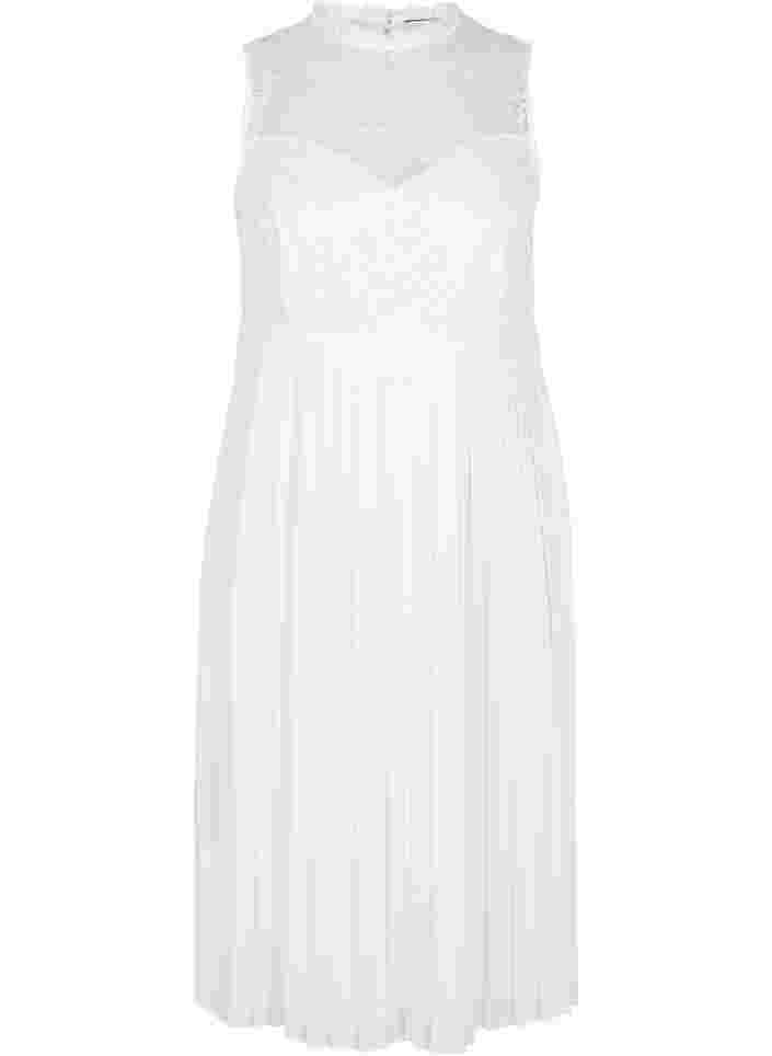 Sleeveless wedding dress with lace and pleat, Star White, Packshot image number 0