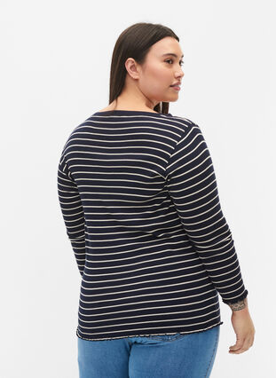 Striped top with round neck, Night Sky Stripe, Model image number 1