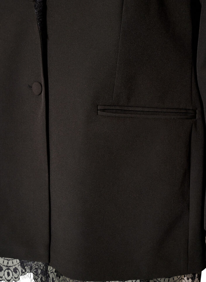 Blazer with lace trim, Black, Packshot image number 3