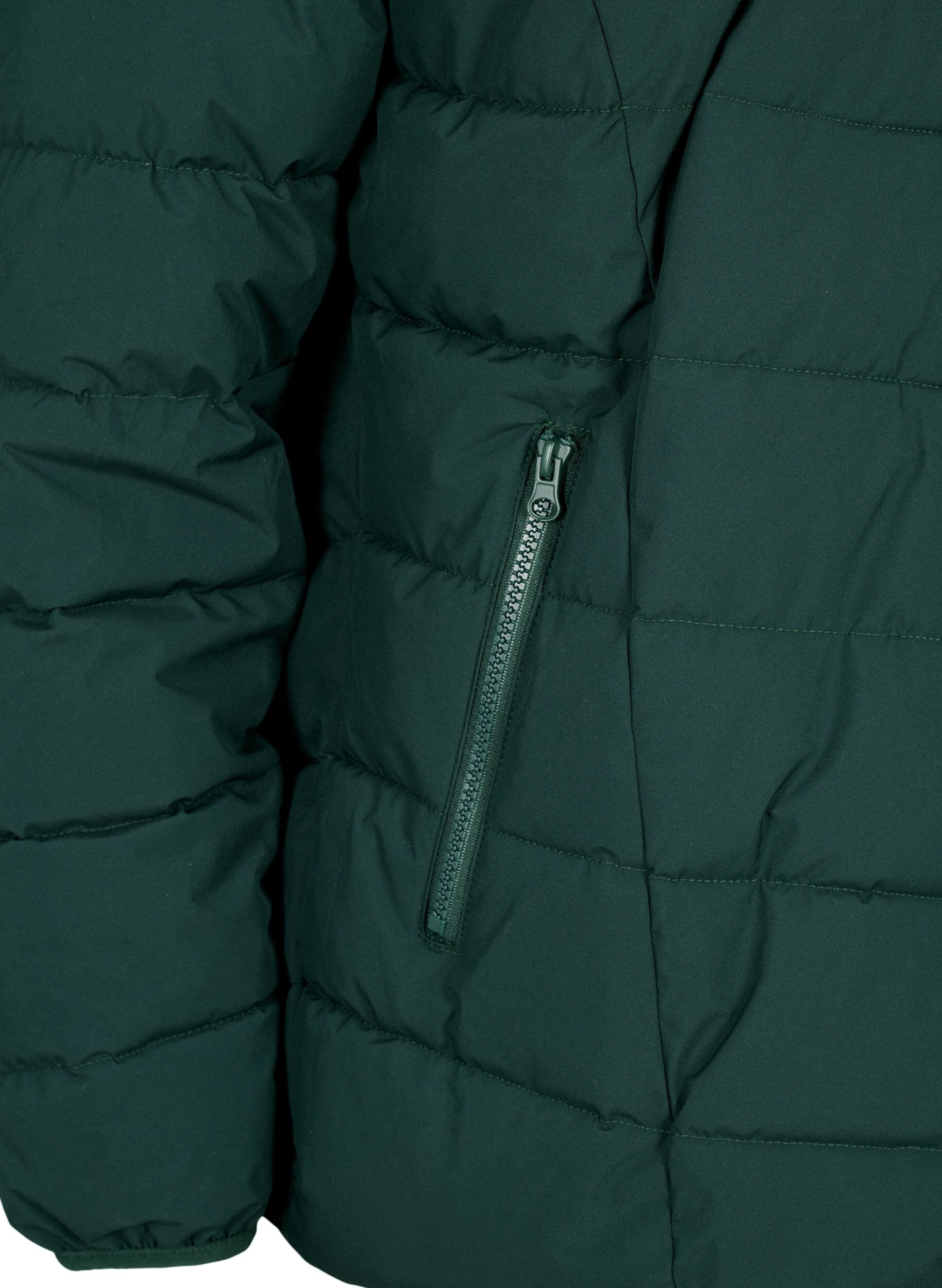 Zizzifashion Short puffer jacket with hood, Green, Packshot image number 3