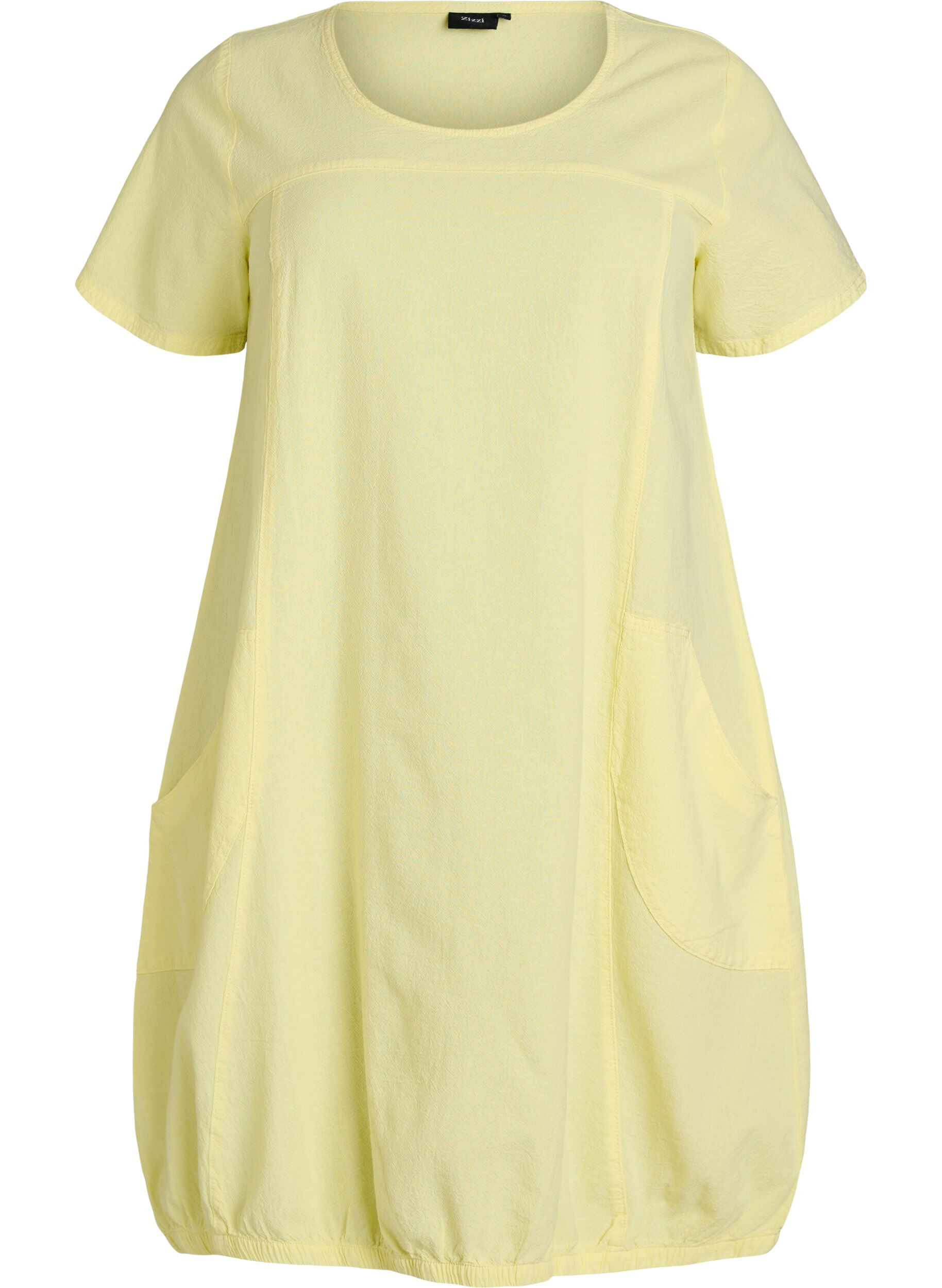 Zizzifashion Short-sleeved cotton dress, Yellow, Packshot image number 0