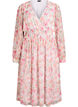Floral midi dress with wrap-look and smock, Orange, Packshot image number 0
