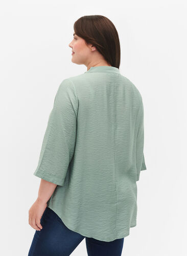 Solid color blouse with 3/4 sleeves, Chinois Green, Model image number 1