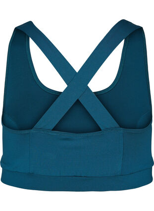 Solid colour cross back sports bra, Deep Teal, Packshot image number 1