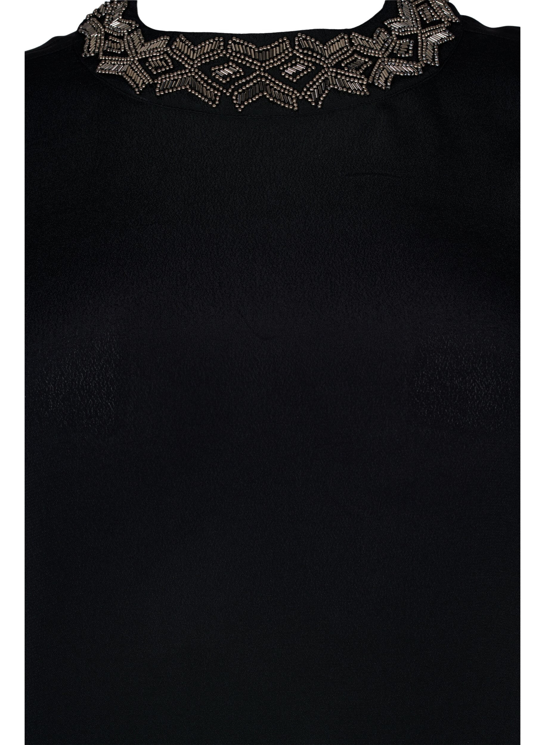Zizzifashion Long-sleeved viscose blouse with pearls, Black, Packshot image number 2