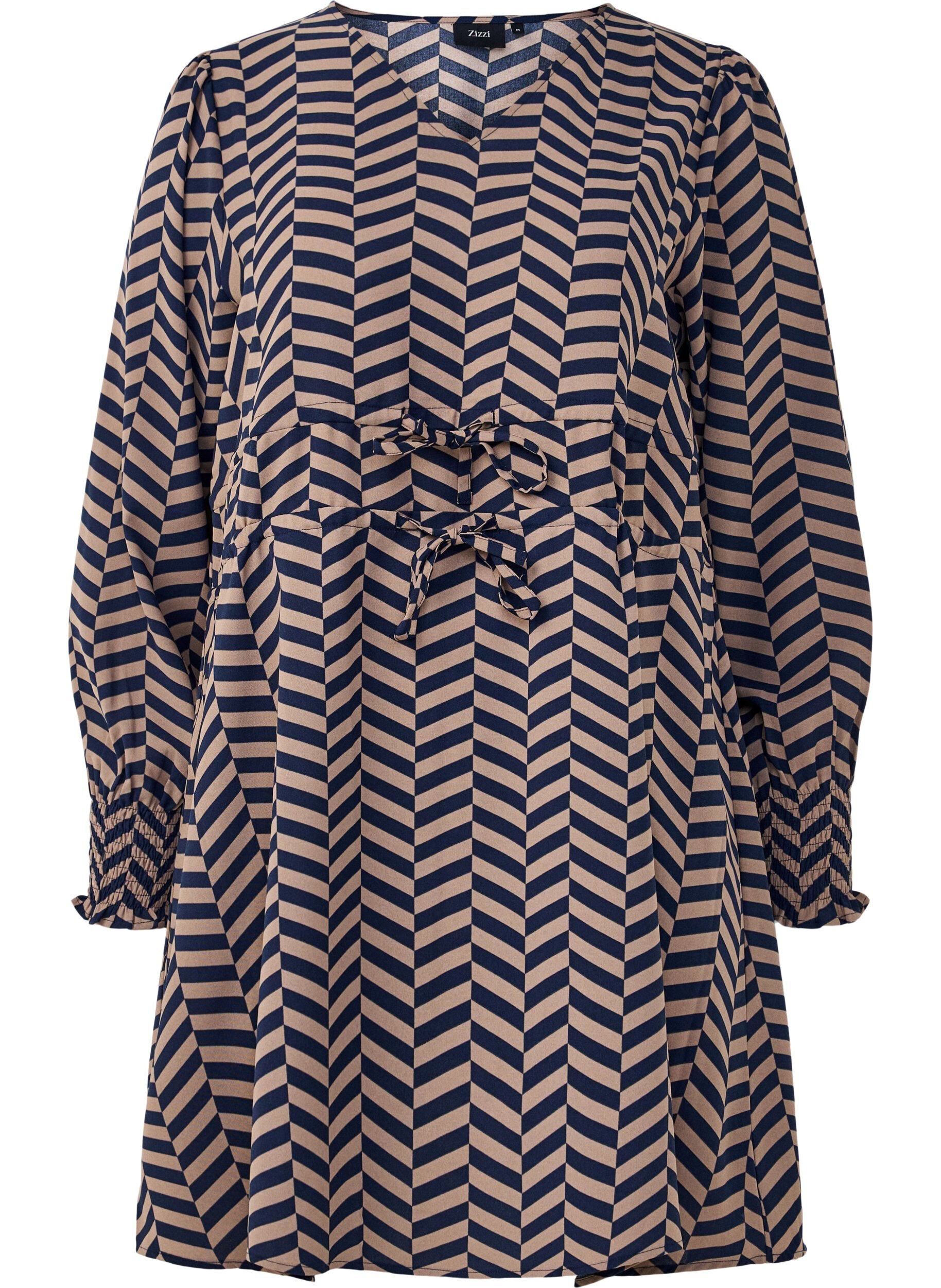 Zizzifashion Dress with tie belts at the waist, Blue, Packshot image number 0