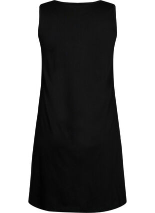 Sleeveless cotton dress with a-shape, Black, Packshot image number 1