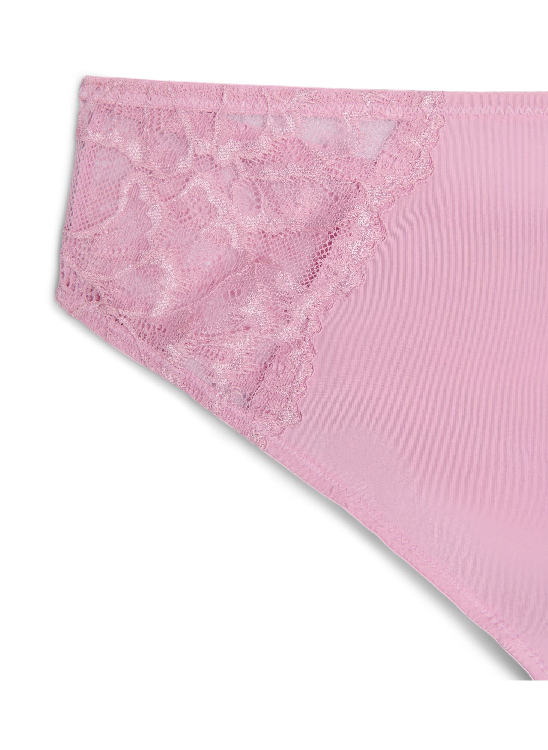 Zizzifashion G-string with lace and microfiber, Rose, Packshot image number 2