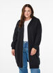 Long cotton sweat cardigan with hood, Black, Model image number 0