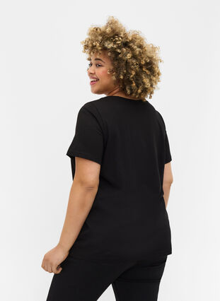 Short-sleeved pyjama t-shirt in cotton, Black HEART COPPER, Model image number 1