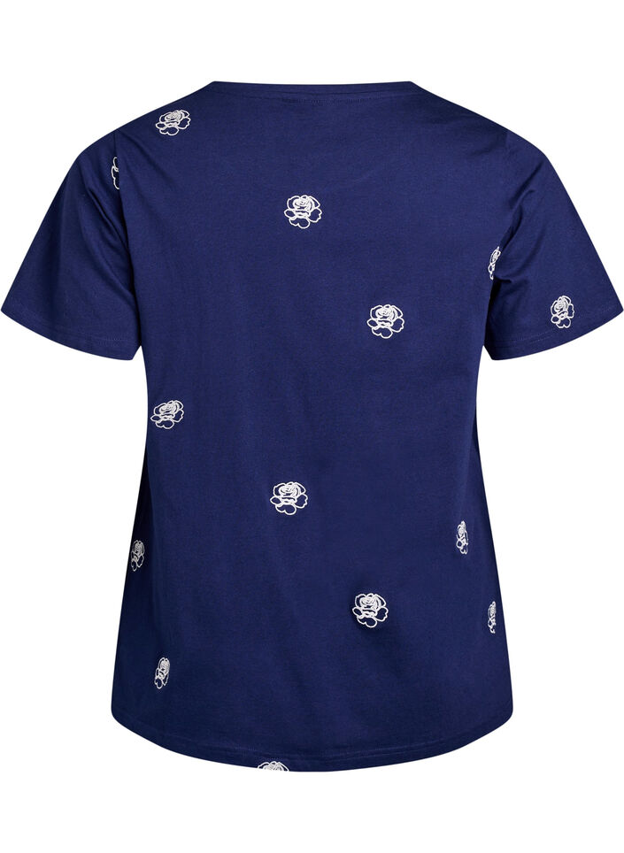 T-shirt in organic cotton with embroidered motifs, Blue, Packshot image number 1