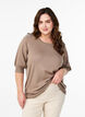 Knitted blouse with short sleeves and small bows, Beige, Model image number 0