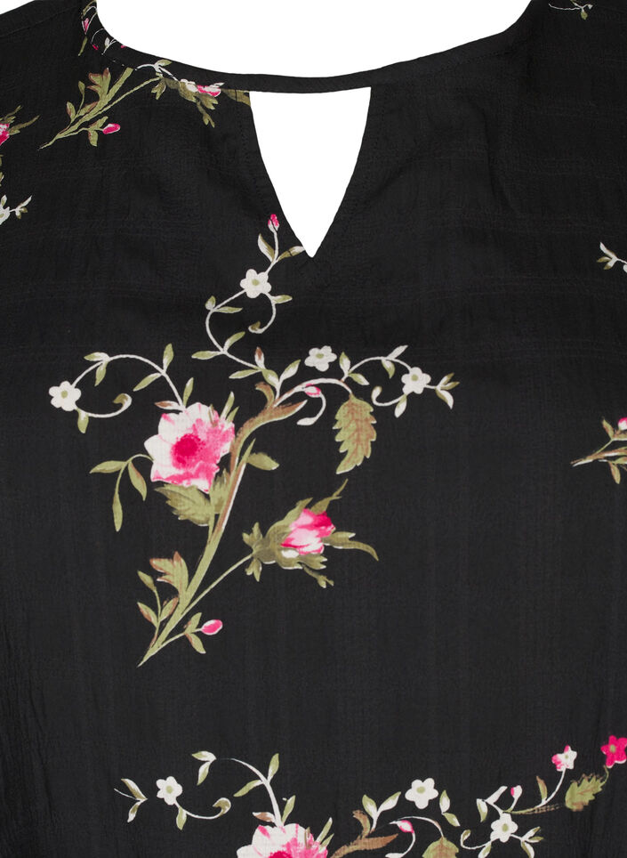 Long-sleeved blouse with floral print, Black, Packshot image number 2