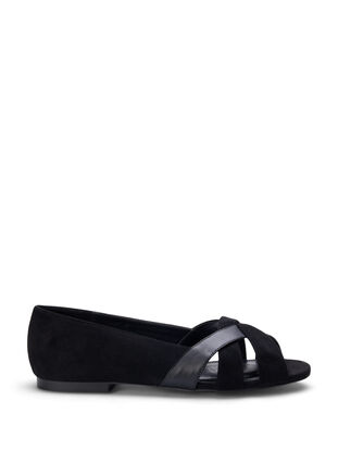 Pointed wide fit ballerina shoes, Black, Packshot image number 0