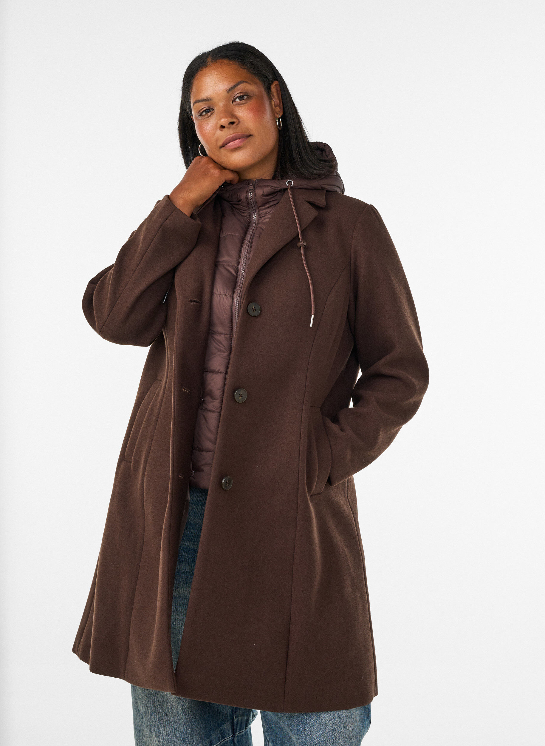 ZizzifashionCoat with detachable padded insert, Brown, Model image number 0