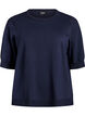 Fine-knit blouse with short sleeves, Blue, Packshot image number 0