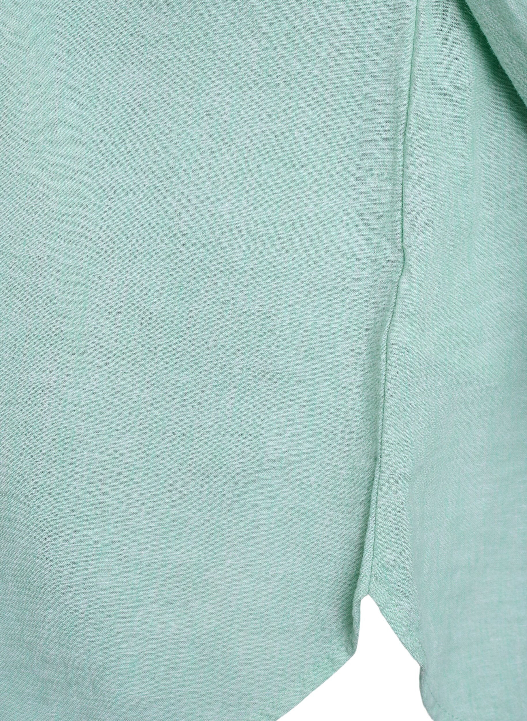 ZizzifashionShirt in linen and viscose with 3/4 sleeves, Green, Packshot image number 3