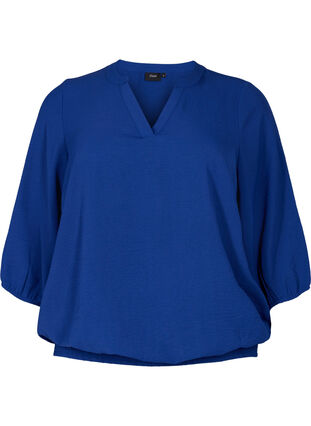 Blouse with smock and 3/4 sleeves, Blue Depths, Packshot image number 0