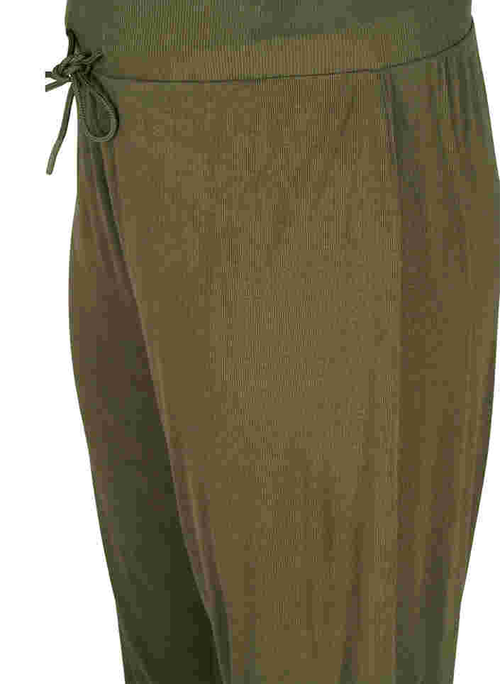 Loose culotte trousers in rib fabric, Ivy Green, Packshot image number 2