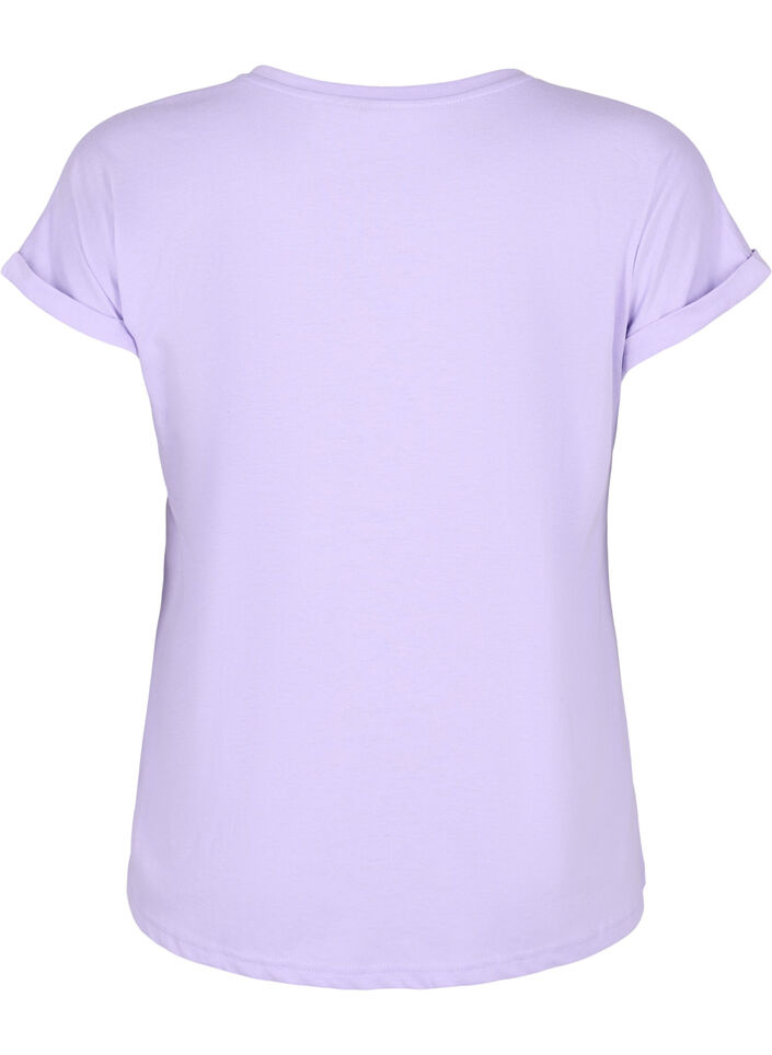 Short sleeved cotton blend t-shirt, Purple, Packshot image number 1