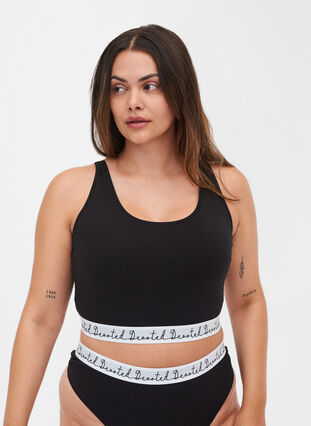 Cotton bra with adjustable straps, Black, Model image number 0