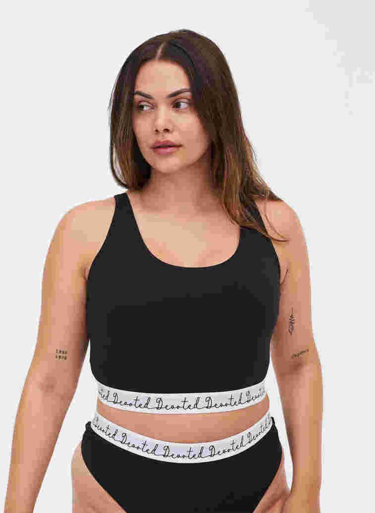 Cotton bra with adjustable straps, Black, Model
