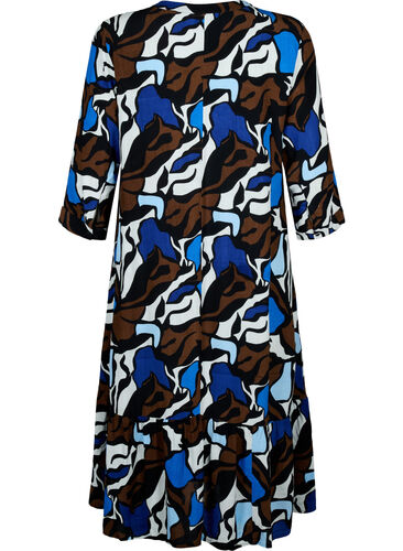 Dress in viscose with print and 3/4 sleeves, Zafia AOP, Packshot image number 1