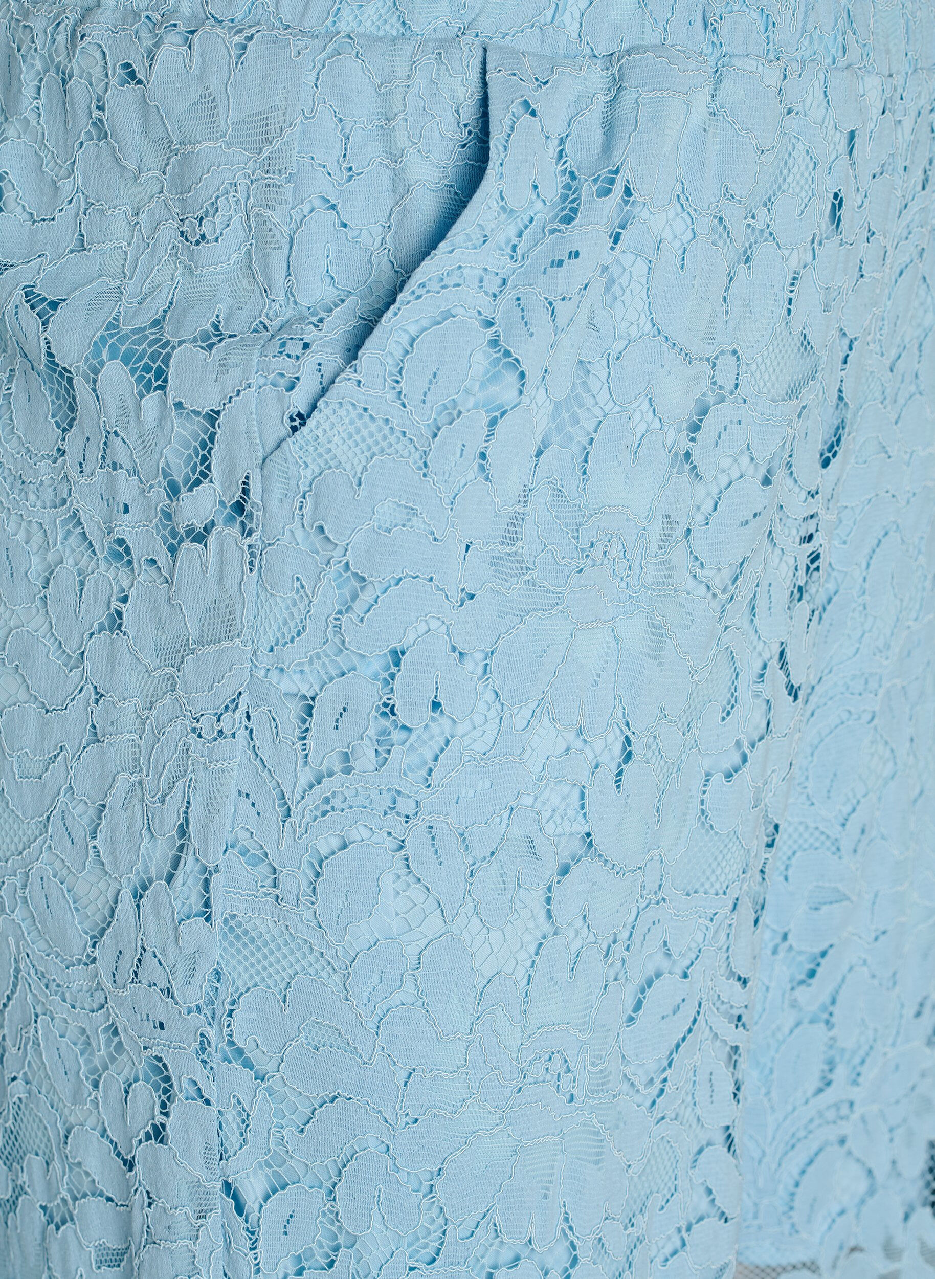 Zizzifashion High-waisted lace trousers with straight legs, Blue, Packshot image number 2