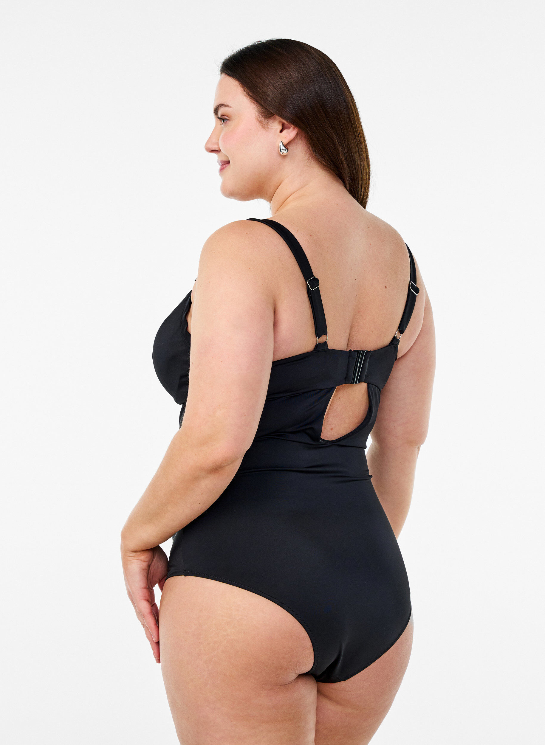Zizzifashion Swimsuit with underwire and draping, Black, Model image number 1