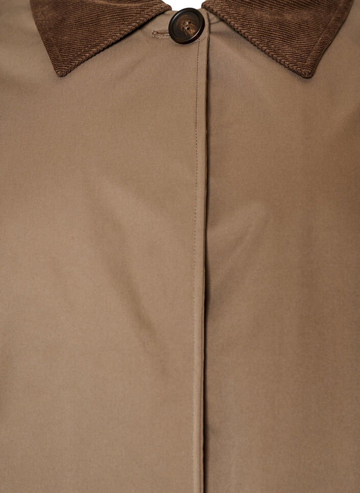 Lightly padded jacket with a corduroy collar, Brown, Packshot image number 2